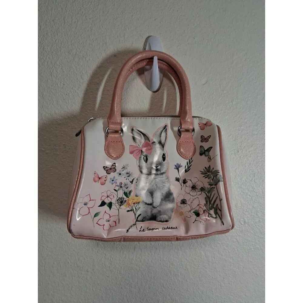H&M Small Purse Bag Bunny Easter Clutch Pink Cute Girl Boho Floral Butterfly AK1